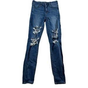 American Eagle Jeans Women's Distressed Super Hi-Rise‎ Jegging Size 4 Long